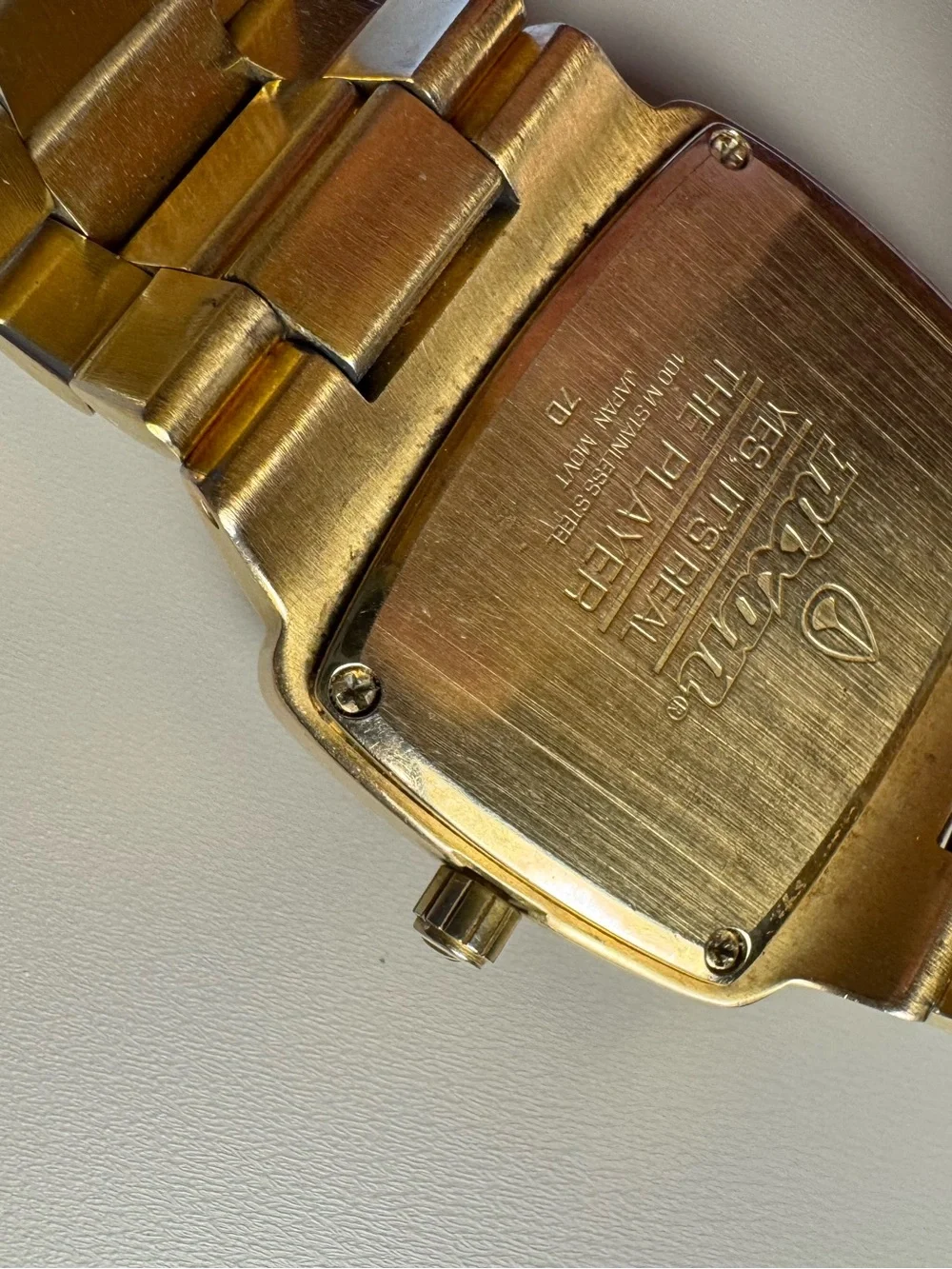 Nixon “The Player” Gold-Tone Square Dial Men's Bracelet Watch w/ real diamond.